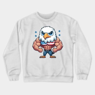 USA Muscular Bald Eagle Illustration Crewneck Sweatshirt